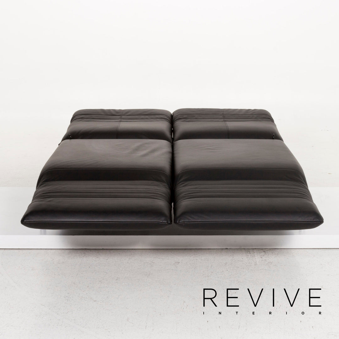 Rolf Benz Plura leather sofa black three-seater sleeping function function relax function couch #13082