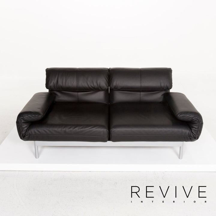 Rolf Benz Plura leather sofa black three-seater sleeping function function relax function couch #13082