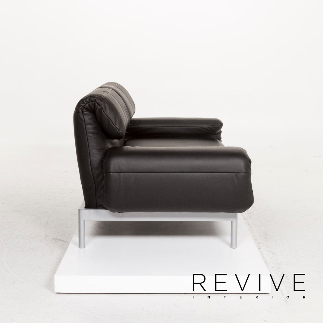 Rolf Benz Plura leather sofa black three-seater sleeping function function relax function couch #13082