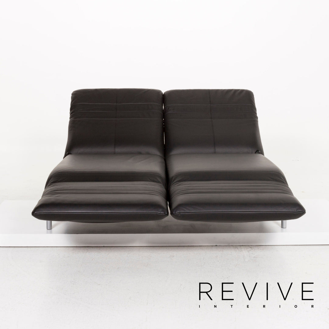 Rolf Benz Plura leather sofa black three-seater sleeping function function relax function couch #13082