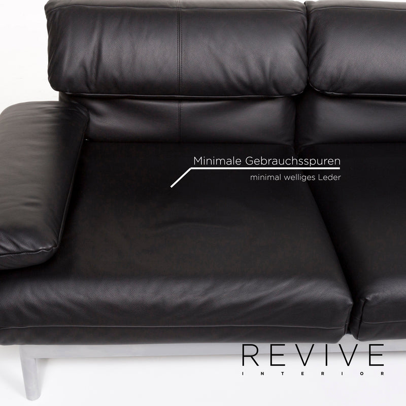Rolf Benz Plura Leder Sofa Schwarz Dreisitzer Schlaffunktion Funktion Relaxfunktion Couch 