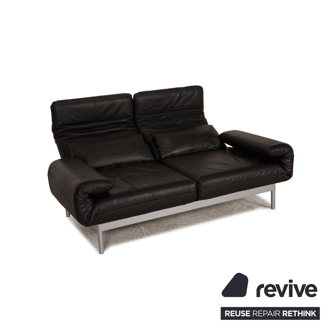 Rolf Benz Plura leather sofa black two-seater couch function