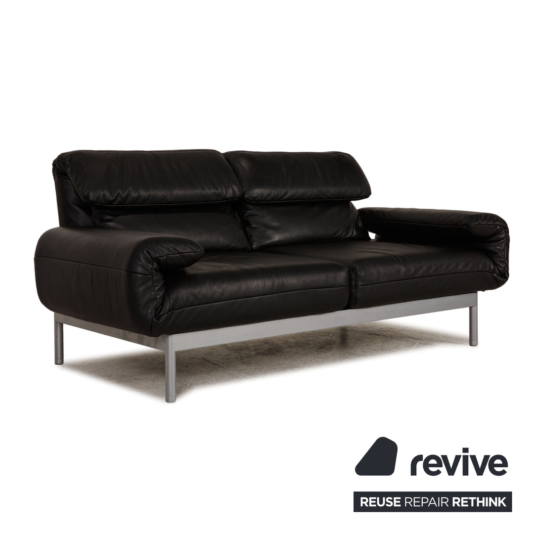 Rolf Benz Plura leather sofa black two-seater couch function