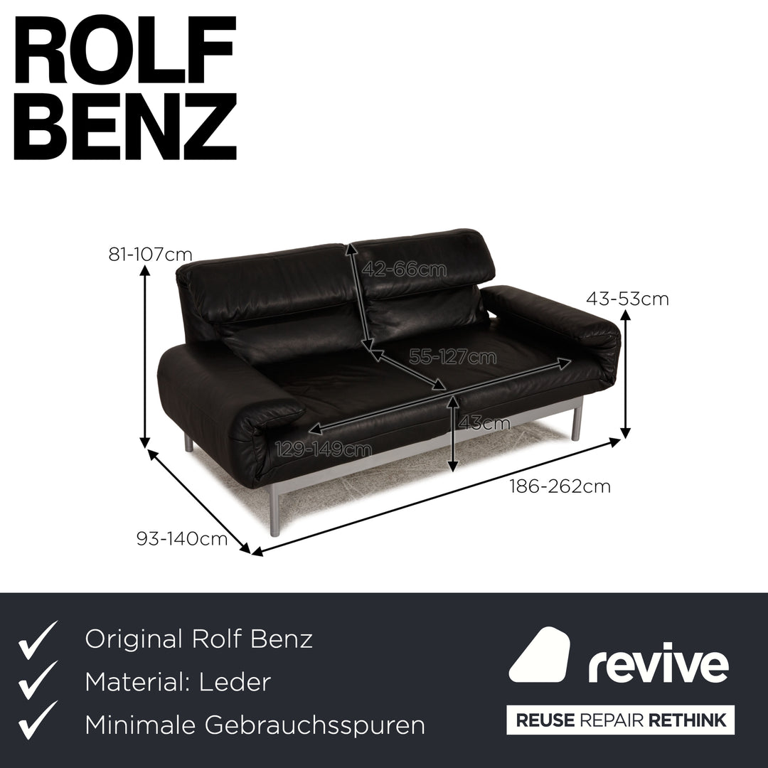 Rolf Benz Plura leather sofa black two-seater couch function