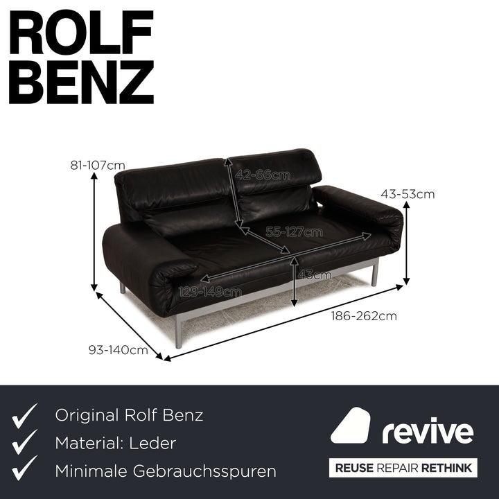 Rolf Benz Plura leather sofa black two-seater couch function