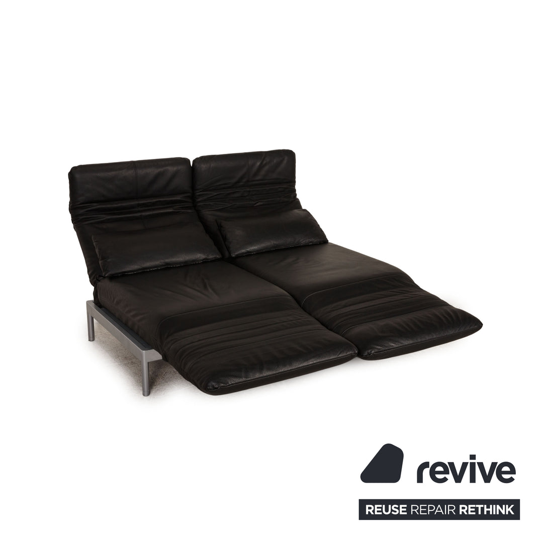 Rolf Benz Plura leather sofa black two-seater couch function