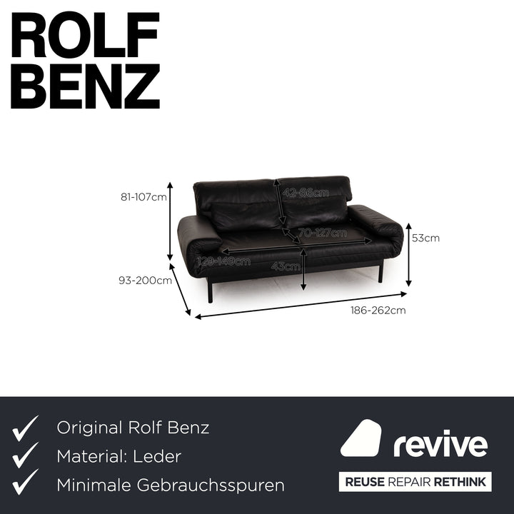 Rolf Benz Plura leather sofa black two-seater couch function