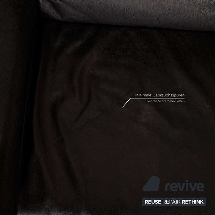 Rolf Benz Plura leather sofa black two-seater couch function