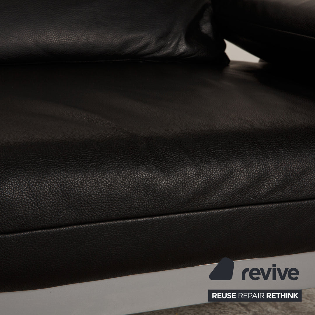 Rolf Benz Plura leather sofa black two-seater couch function