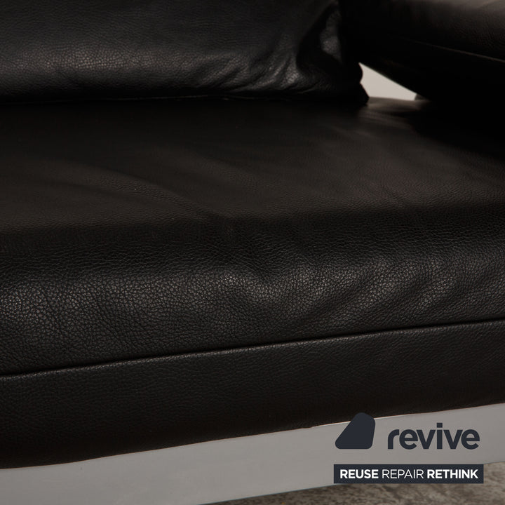 Rolf Benz Plura leather sofa black two-seater couch function