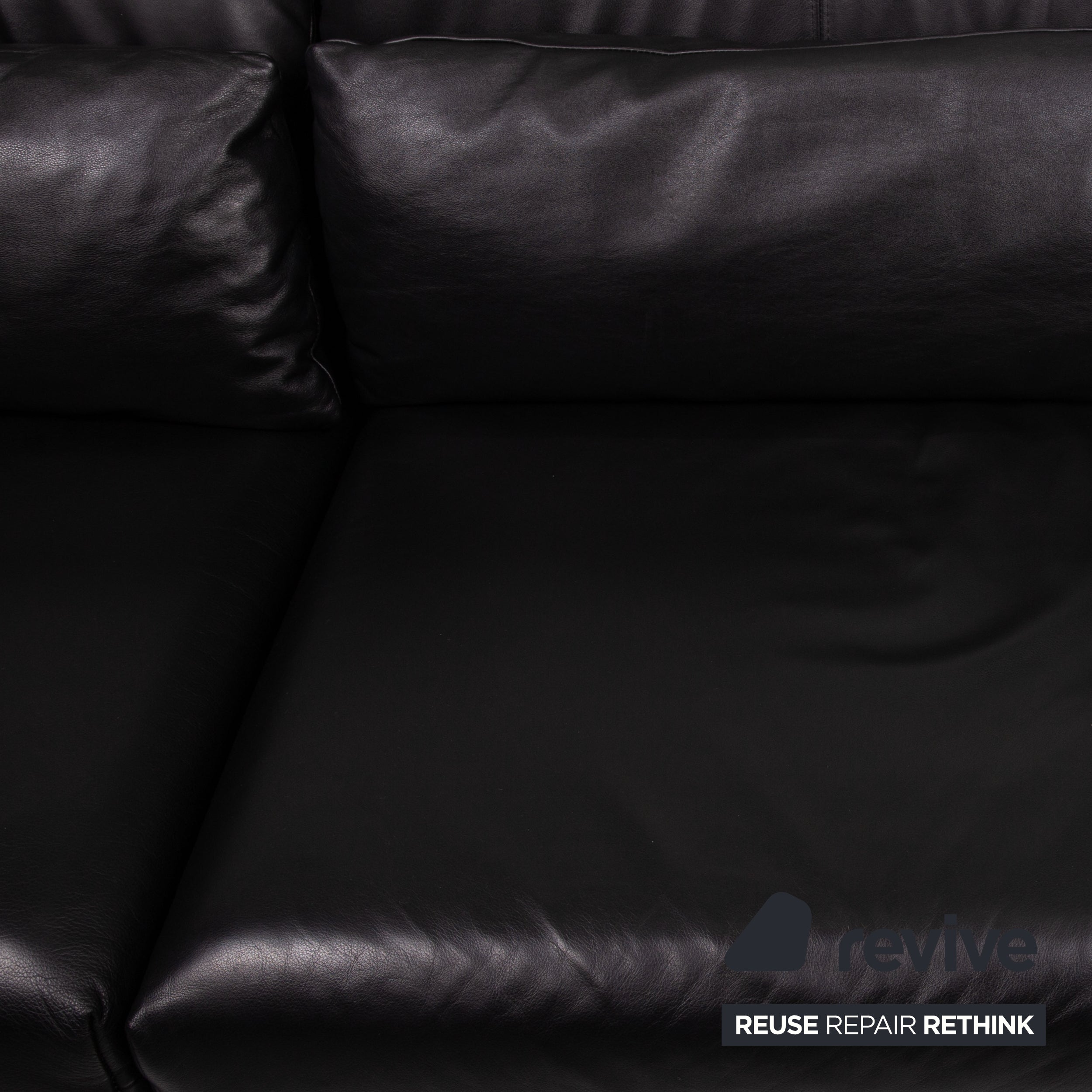 Rolf Benz Plura Leder Sofa Schwarz Zweisitzer Couch Funktion Relaxfunktion