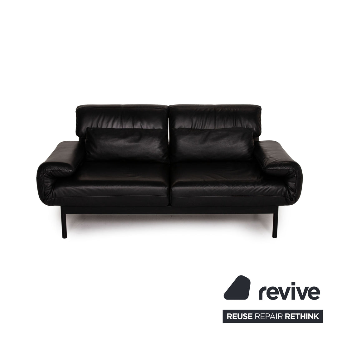 Rolf Benz Plura leather sofa black two-seater couch function relax function
