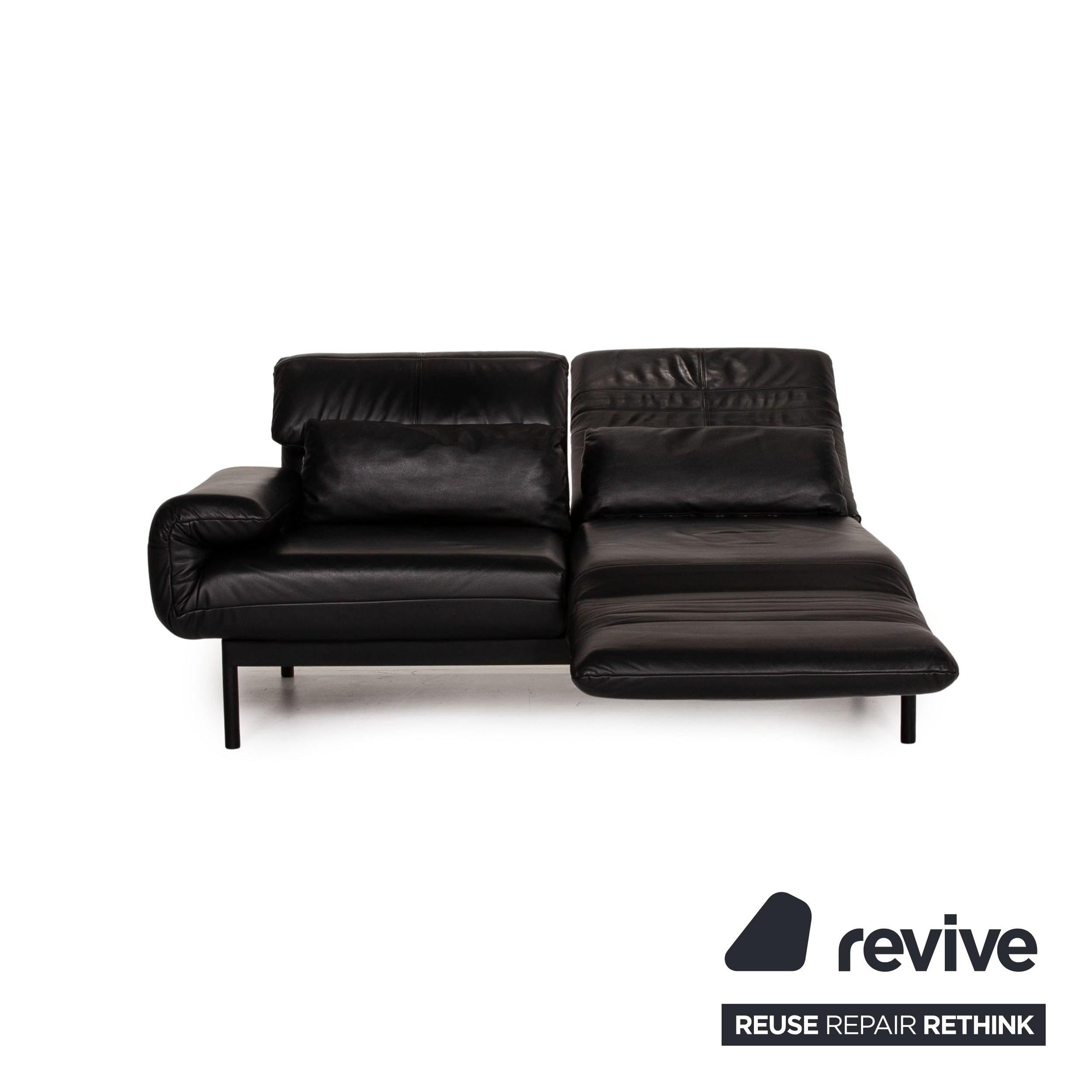 Rolf Benz Plura Leder Sofa Schwarz Zweisitzer Couch Funktion Relaxfunktion