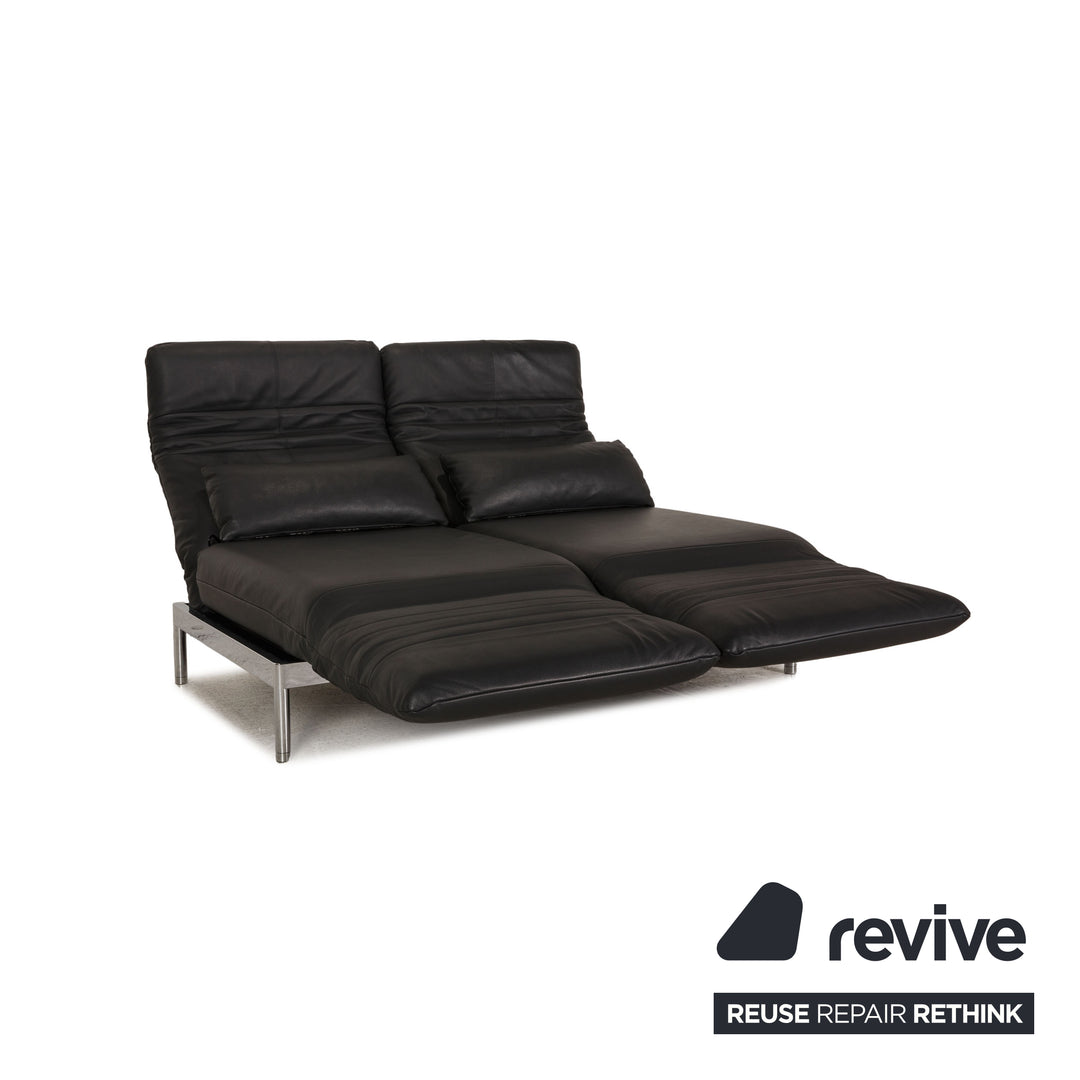 Rolf Benz Plura Leder Sofa Schwarz Zweisitzer Couch Funktion Relaxfunktion