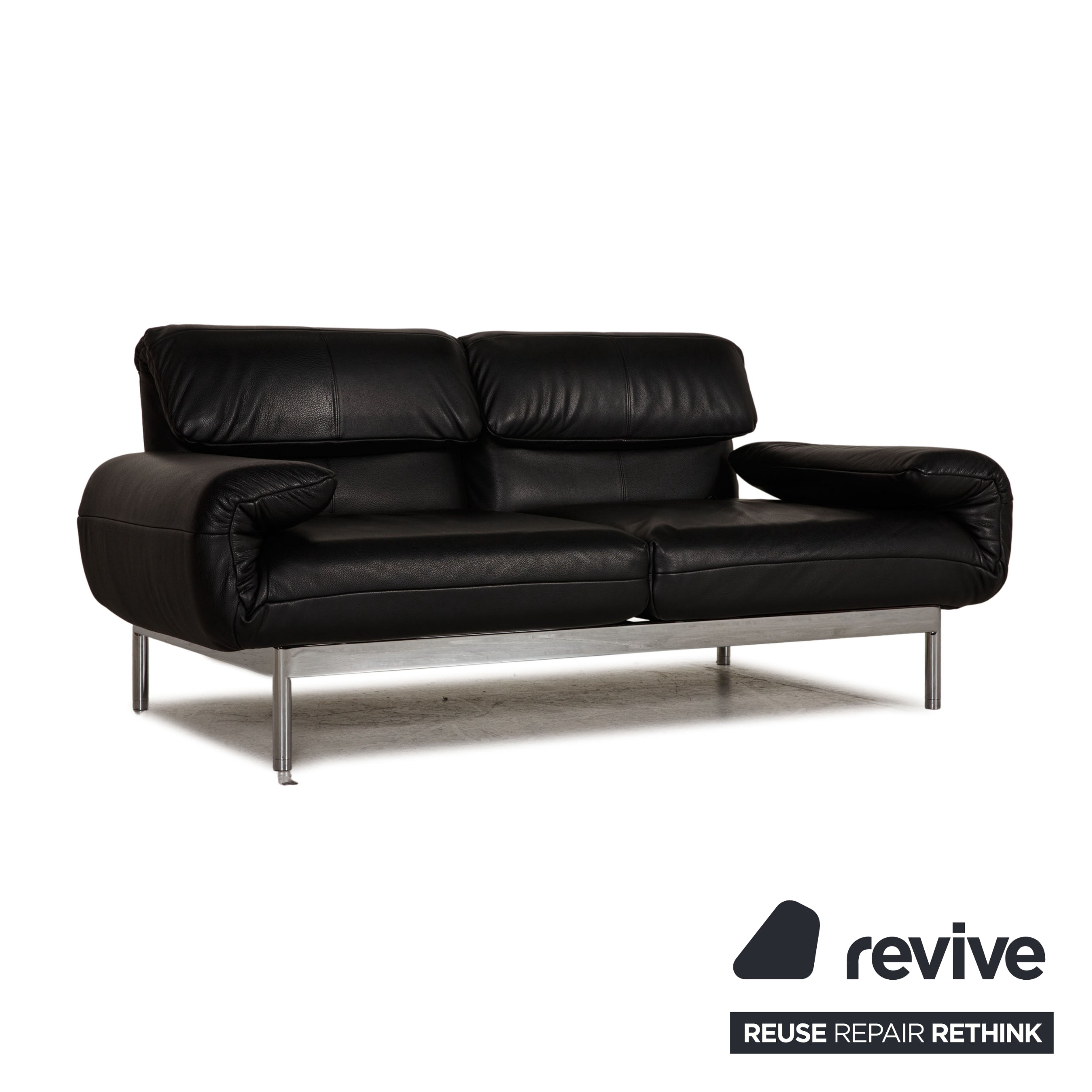 Rolf Benz Plura Leder Sofa Schwarz Zweisitzer Couch Funktion Relaxfunktion