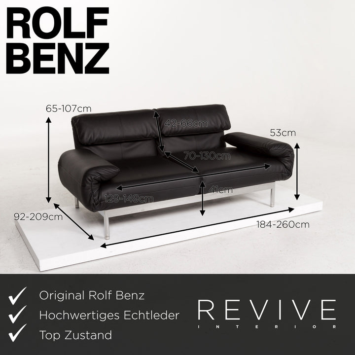 Rolf Benz Plura Leder Sofa Schwarz Zweisitzer Funktion Relaxfunktion Couch #13401