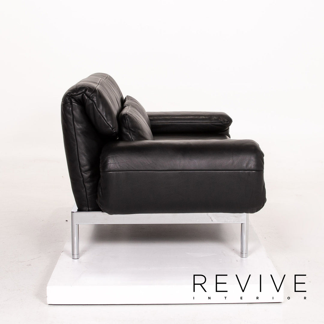 Rolf Benz Plura leather sofa black two-seater function relax function couch #14491