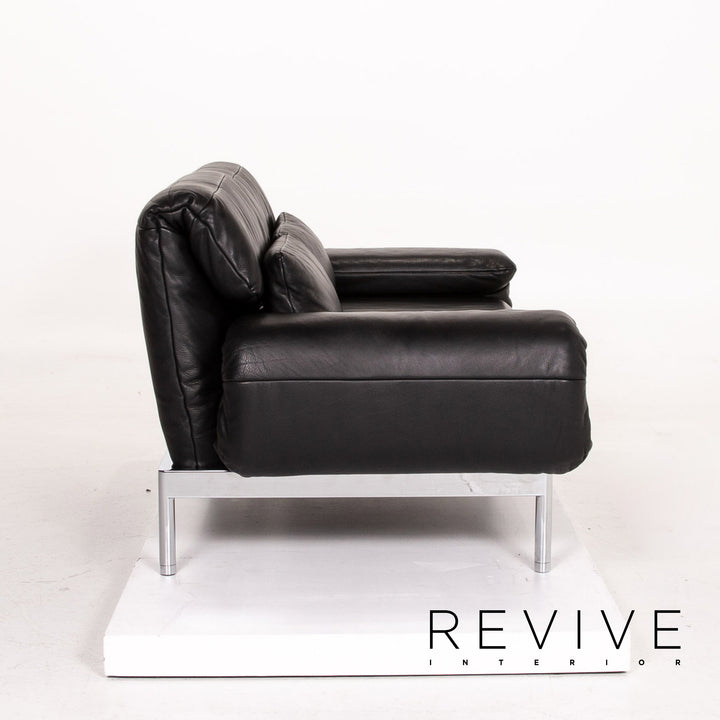 Rolf Benz Plura leather sofa black two-seater function relax function couch #14491