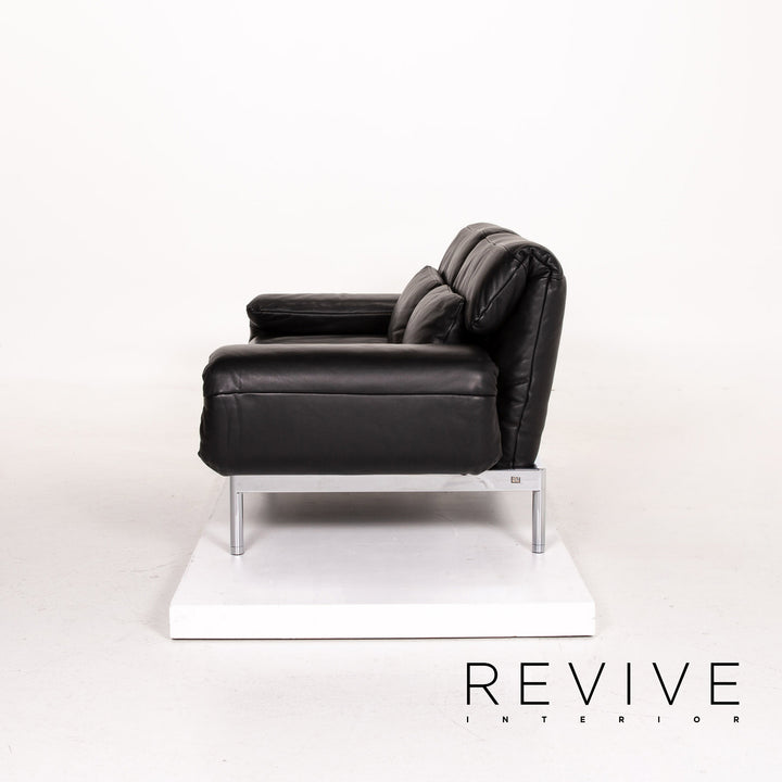 Rolf Benz Plura leather sofa black two-seater function relax function couch #14491