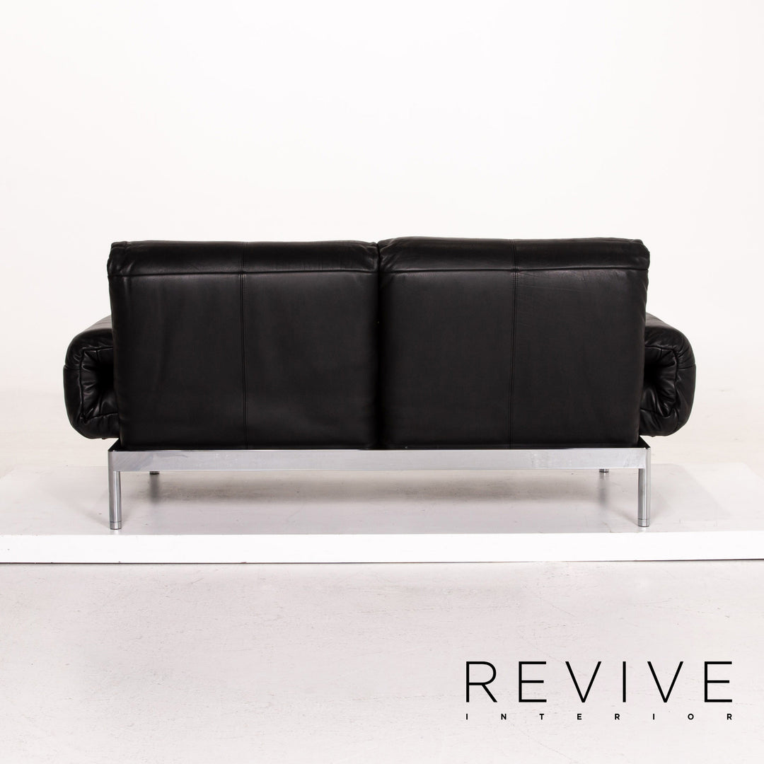 Rolf Benz Plura leather sofa black two-seater function relax function couch #14491