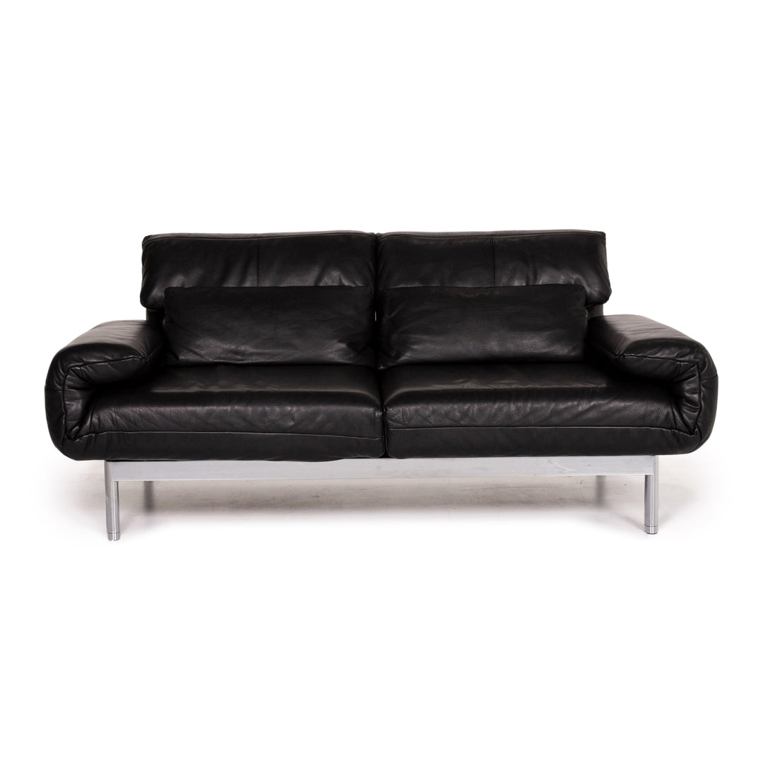 Rolf Benz Plura leather sofa black two-seater function relax function couch #14491