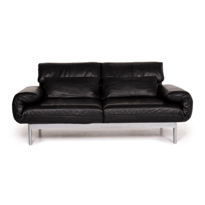 Rolf Benz Plura leather sofa black two-seater function relax function couch #14491