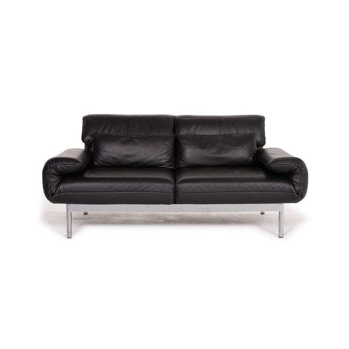 Rolf Benz Plura leather sofa black two-seater function relax function couch #15166
