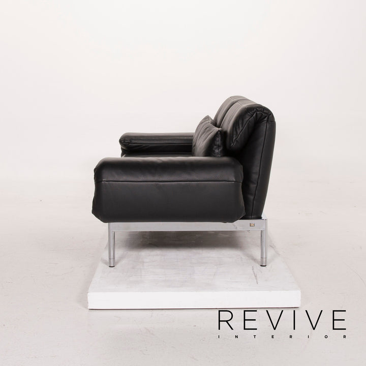 Rolf Benz Plura leather sofa black two-seater function relax function couch #15166