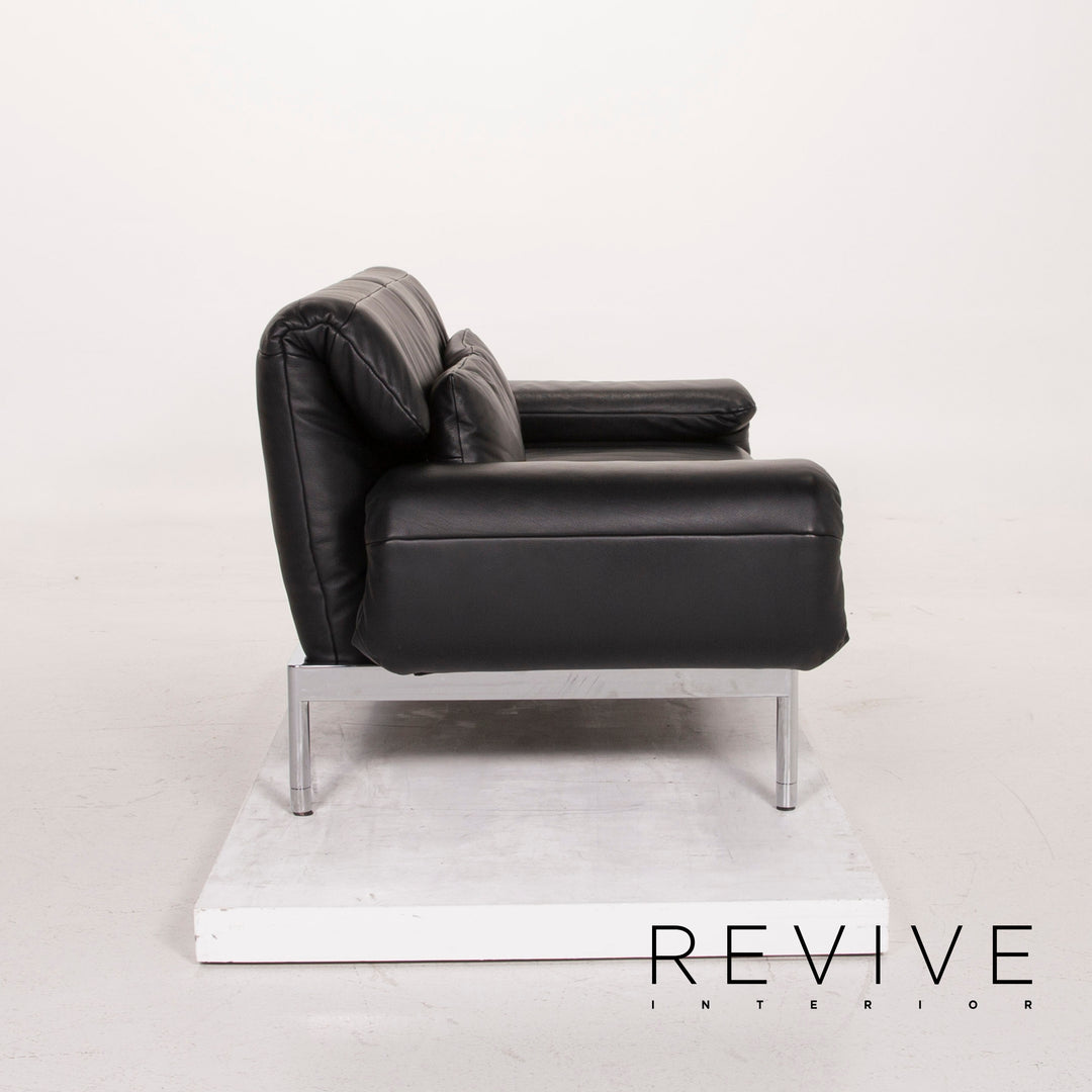 Rolf Benz Plura leather sofa black two-seater function relax function couch #15166
