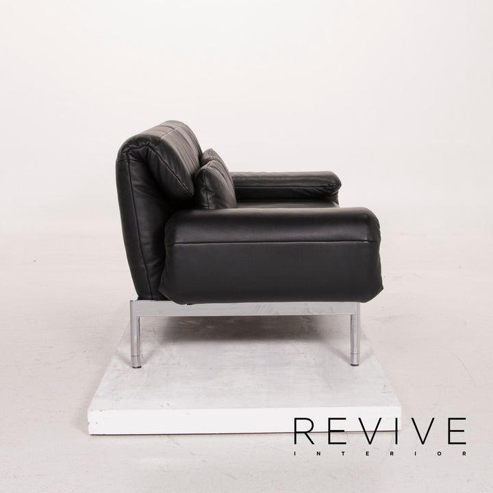 Rolf Benz Plura leather sofa black two-seater function relax function couch #15166