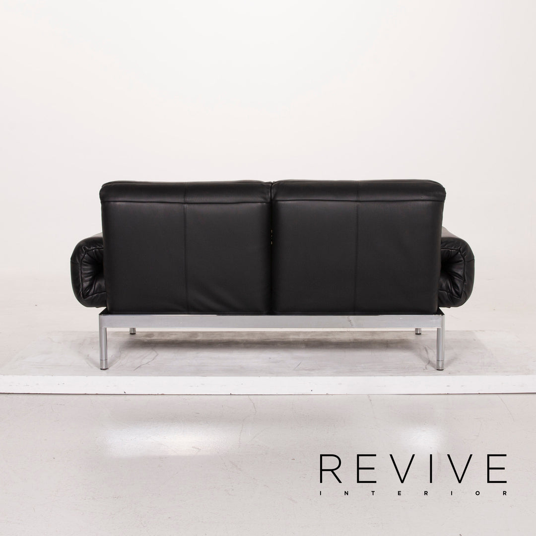 Rolf Benz Plura leather sofa black two-seater function relax function couch #15166