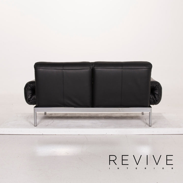 Rolf Benz Plura leather sofa black two-seater function relax function couch #15166