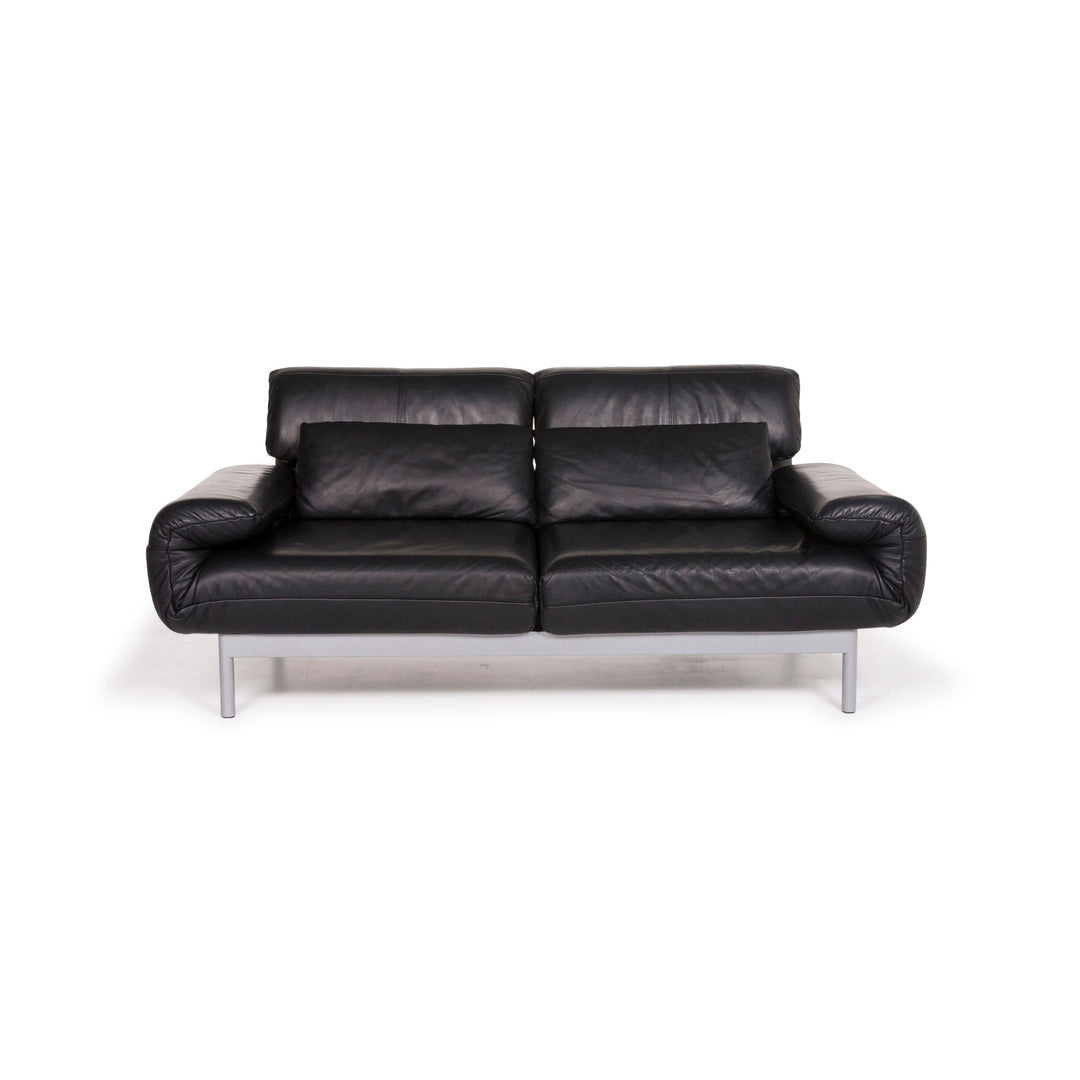 Rolf Benz Plura leather sofa black two-seater relax function couch #12200