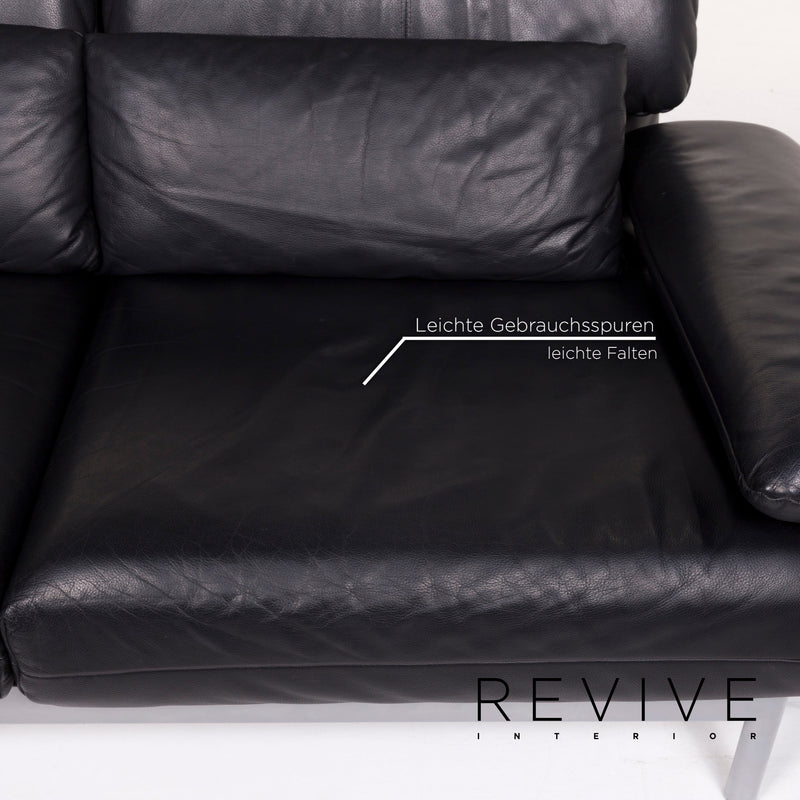 Rolf Benz Plura Leder Sofa Schwarz Zweisitzer Relaxfunktion Funktion Couch 
