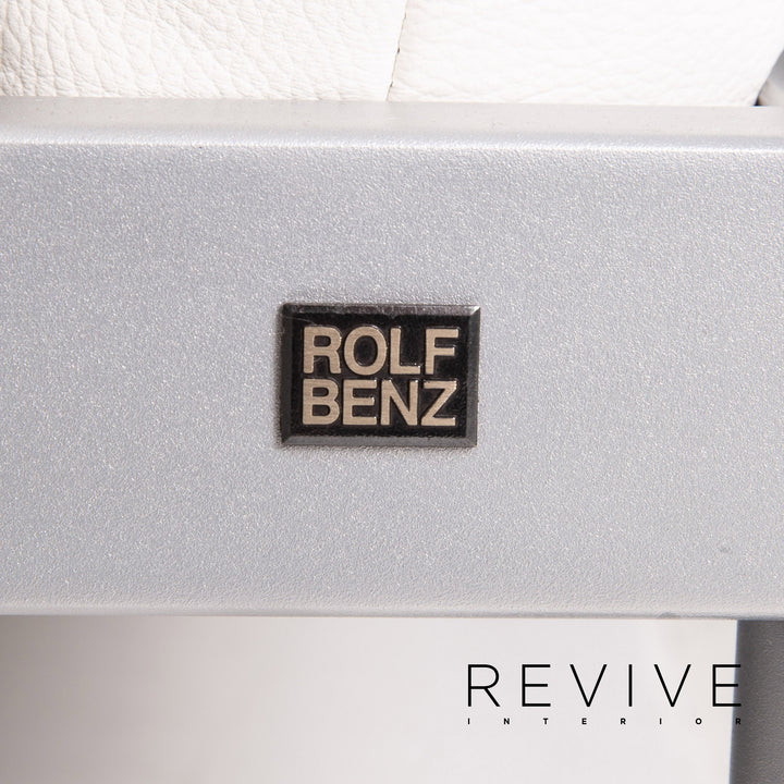 Rolf Benz Plura leather sofa white two-seater function relax function couch #14869