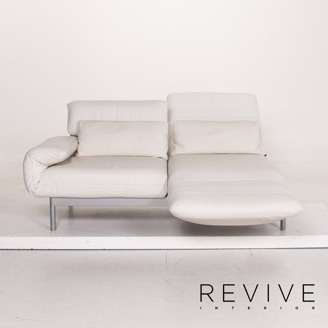 Rolf Benz Plura leather sofa white two-seater function relax function couch #14869