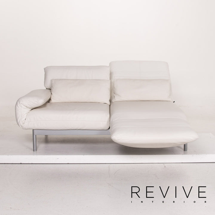 Rolf Benz Plura leather sofa white two-seater function relax function couch #14869