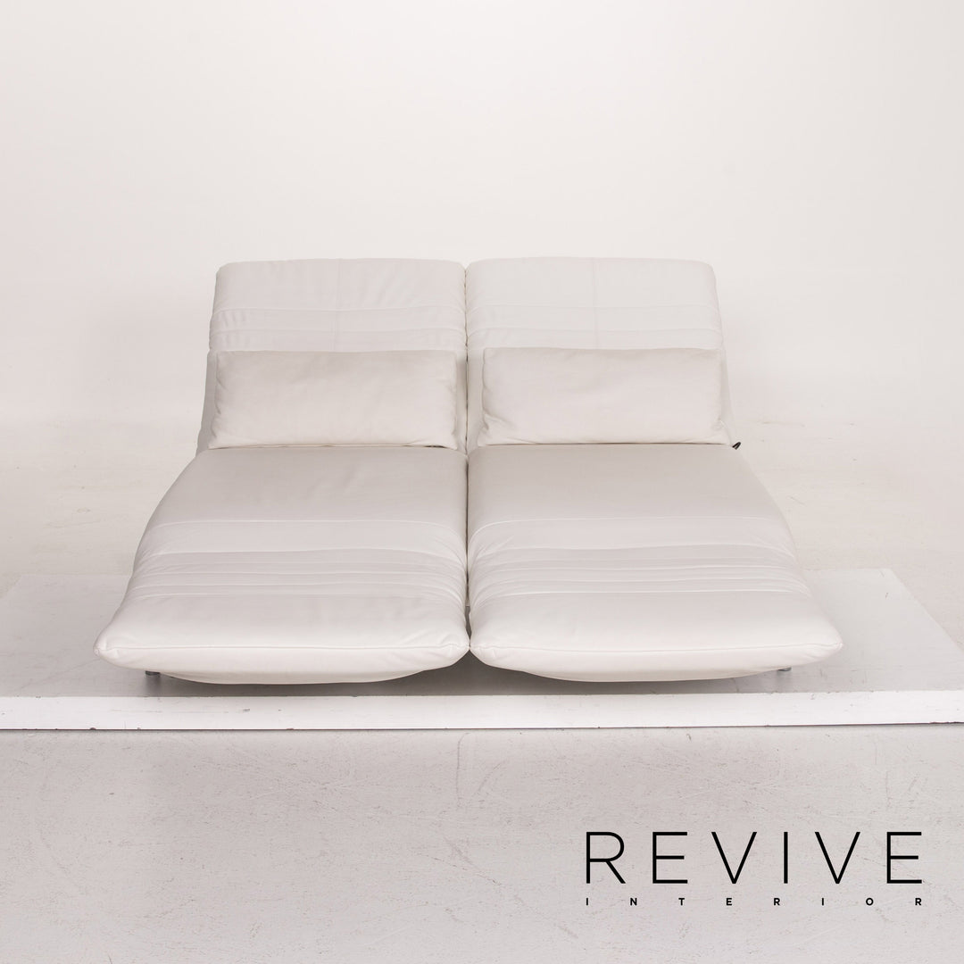 Rolf Benz Plura leather sofa white two-seater function relax function couch #14869