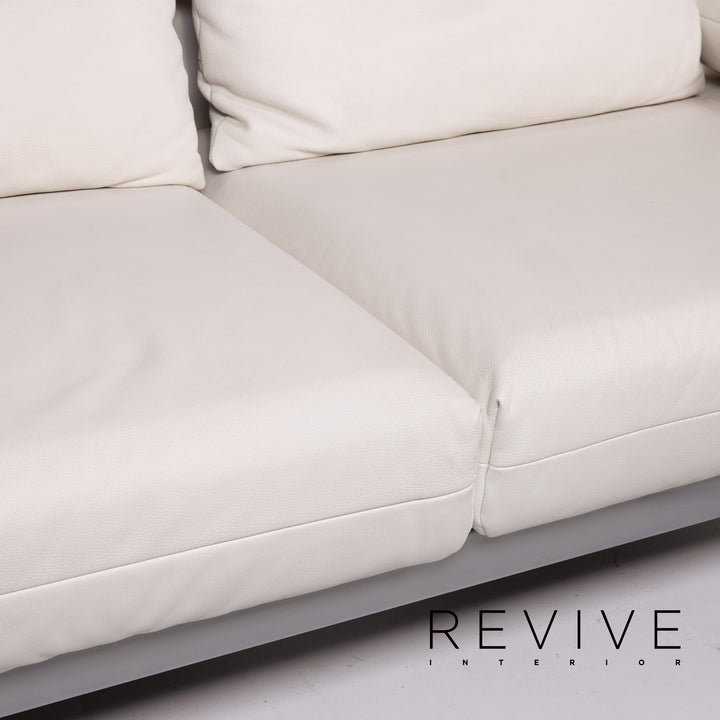 Rolf Benz Plura leather sofa white two-seater function relax function couch #14869