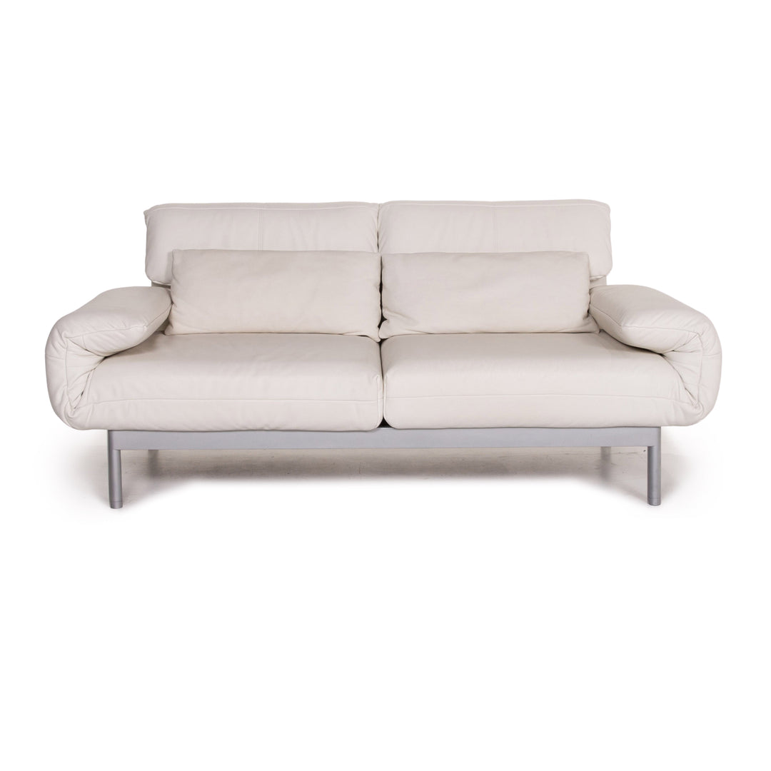 Rolf Benz Plura leather sofa white two-seater function relax function couch #14869