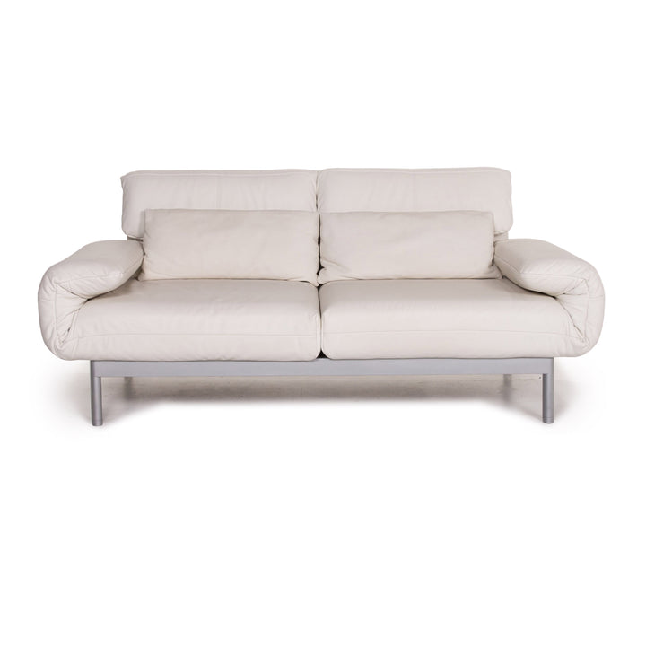 Rolf Benz Plura leather sofa white two-seater function relax function couch #14869