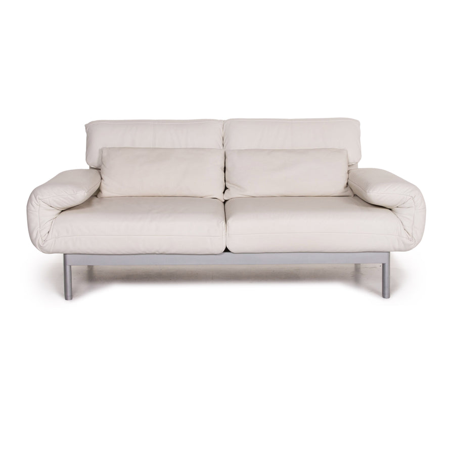 Rolf Benz Plura leather sofa white two-seater function relax function couch #14869