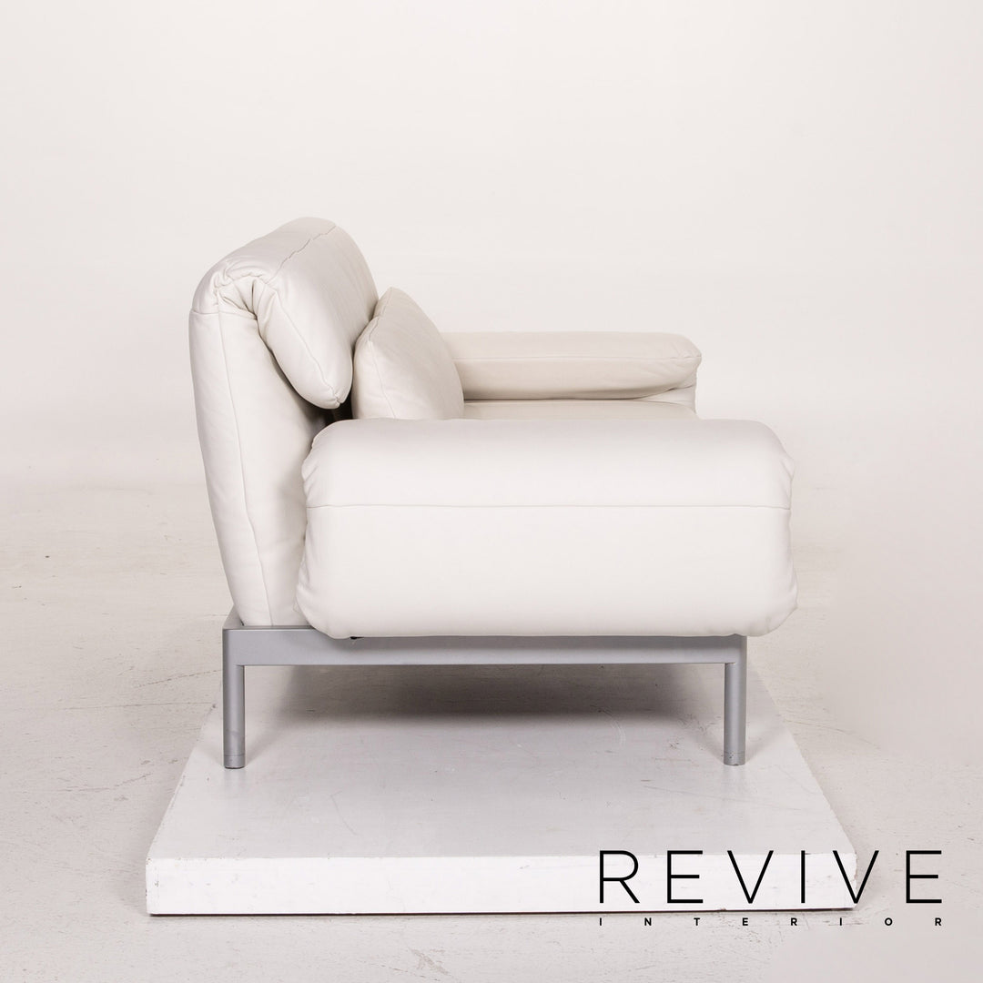 Rolf Benz Plura leather sofa white two-seater function relax function couch #14869