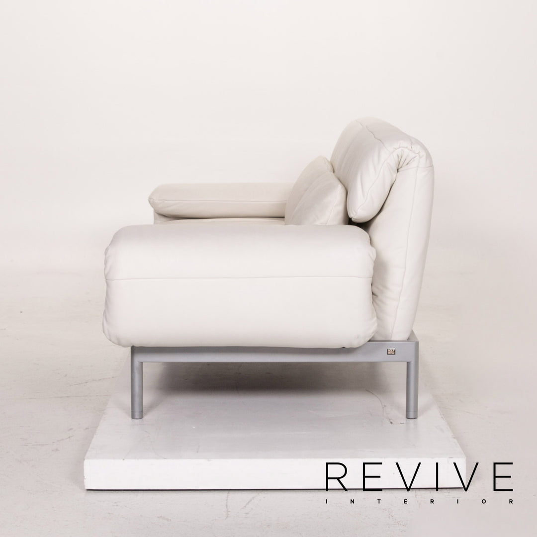 Rolf Benz Plura leather sofa white two-seater function relax function couch #14869