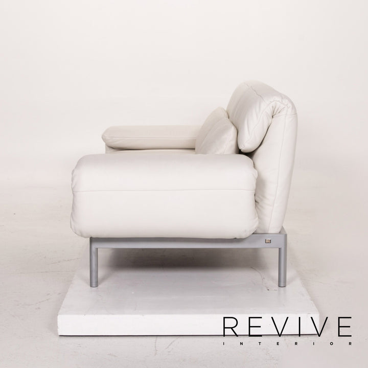 Rolf Benz Plura leather sofa white two-seater function relax function couch #14869