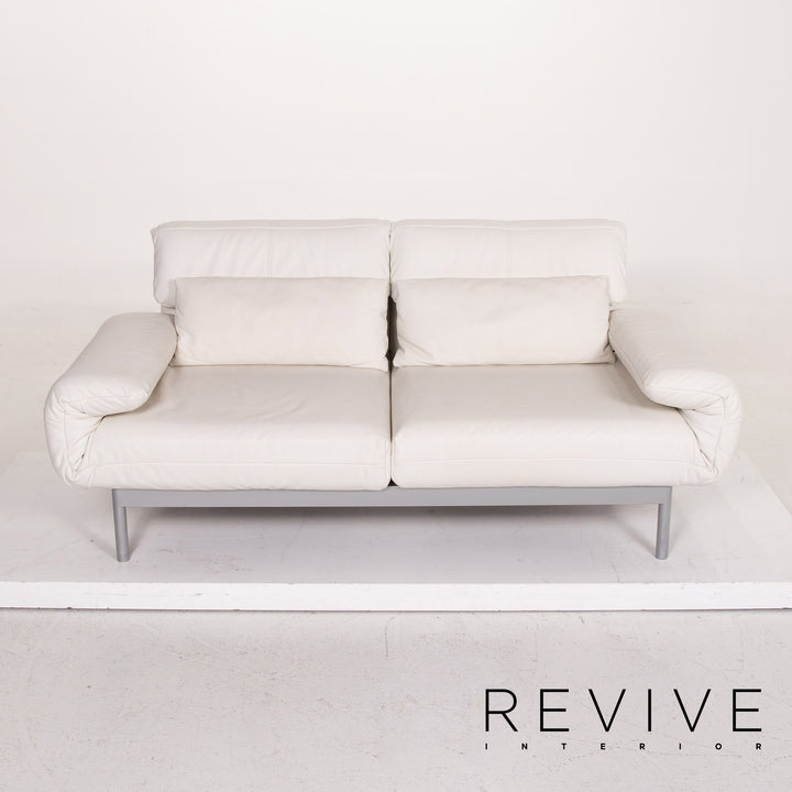 Rolf Benz Plura leather sofa white two-seater function relax function couch #14869