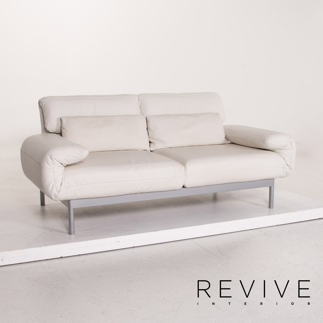 Rolf Benz Plura leather sofa white two-seater function relax function couch #14869