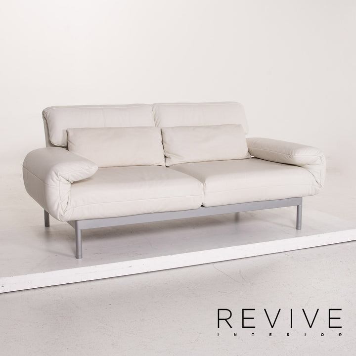 Rolf Benz Plura leather sofa white two-seater function relax function couch #14869