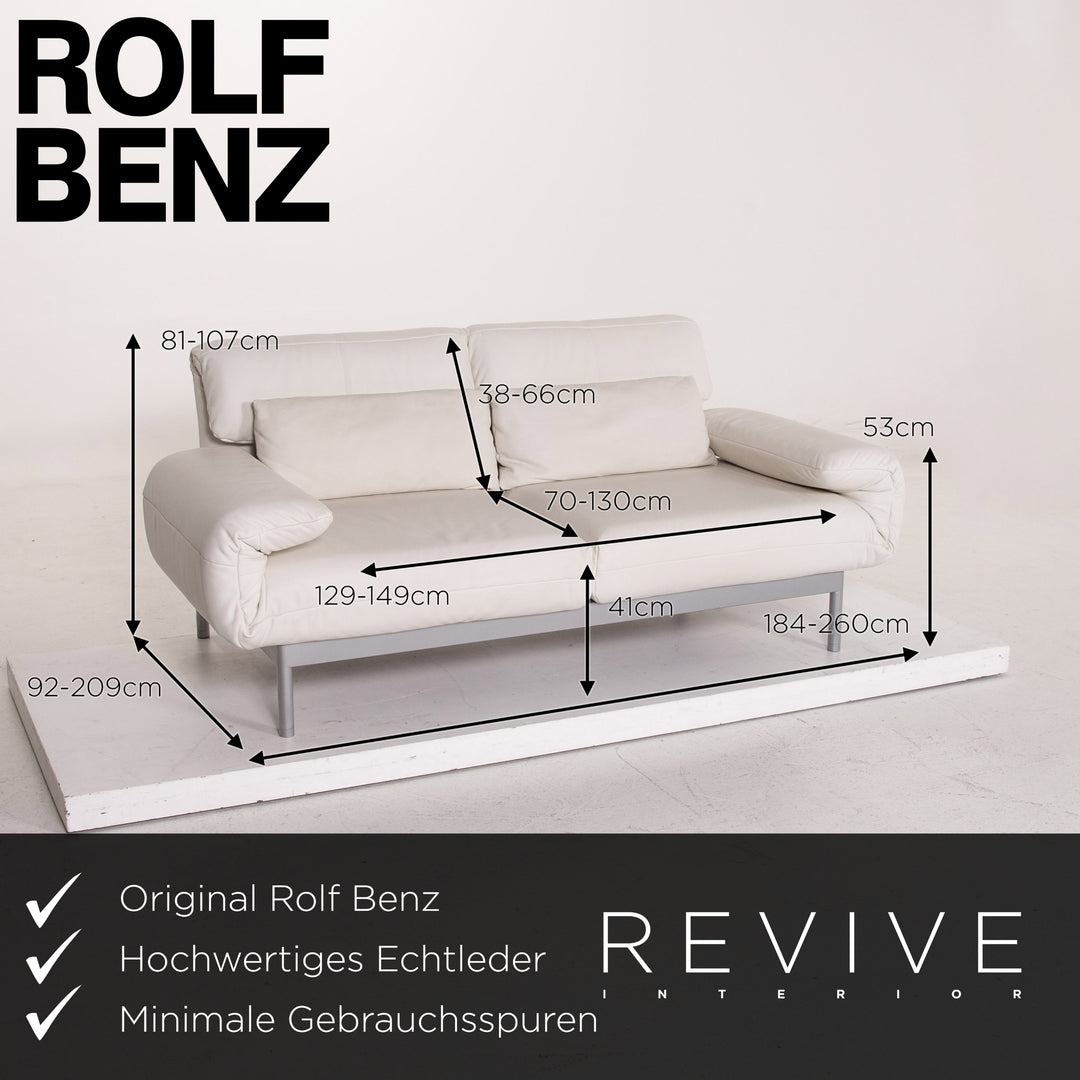 Rolf Benz Plura leather sofa white two-seater function relax function couch #14869