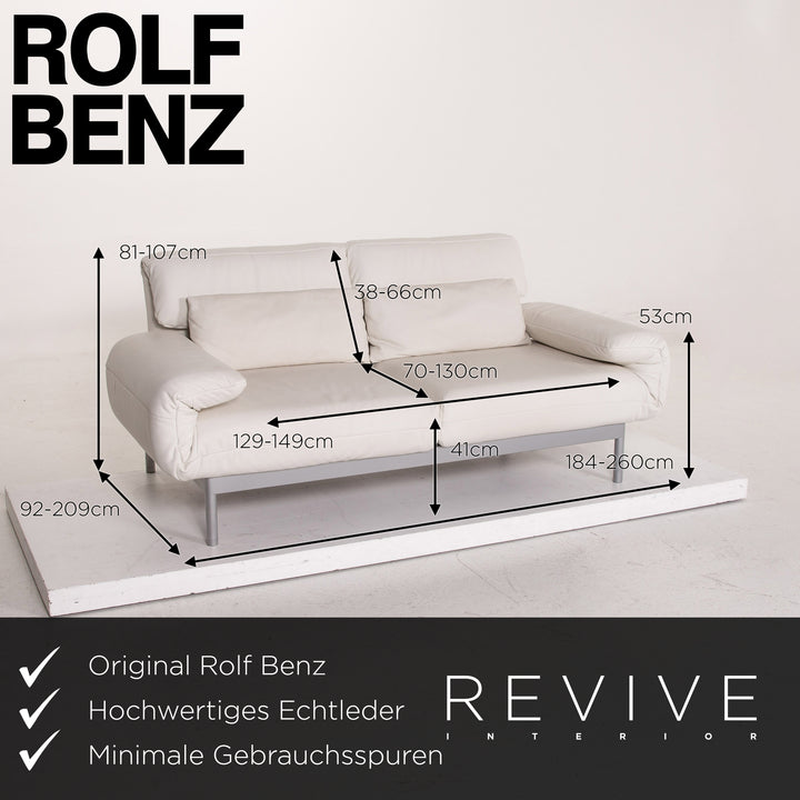Rolf Benz Plura leather sofa white two-seater function relax function couch #14869